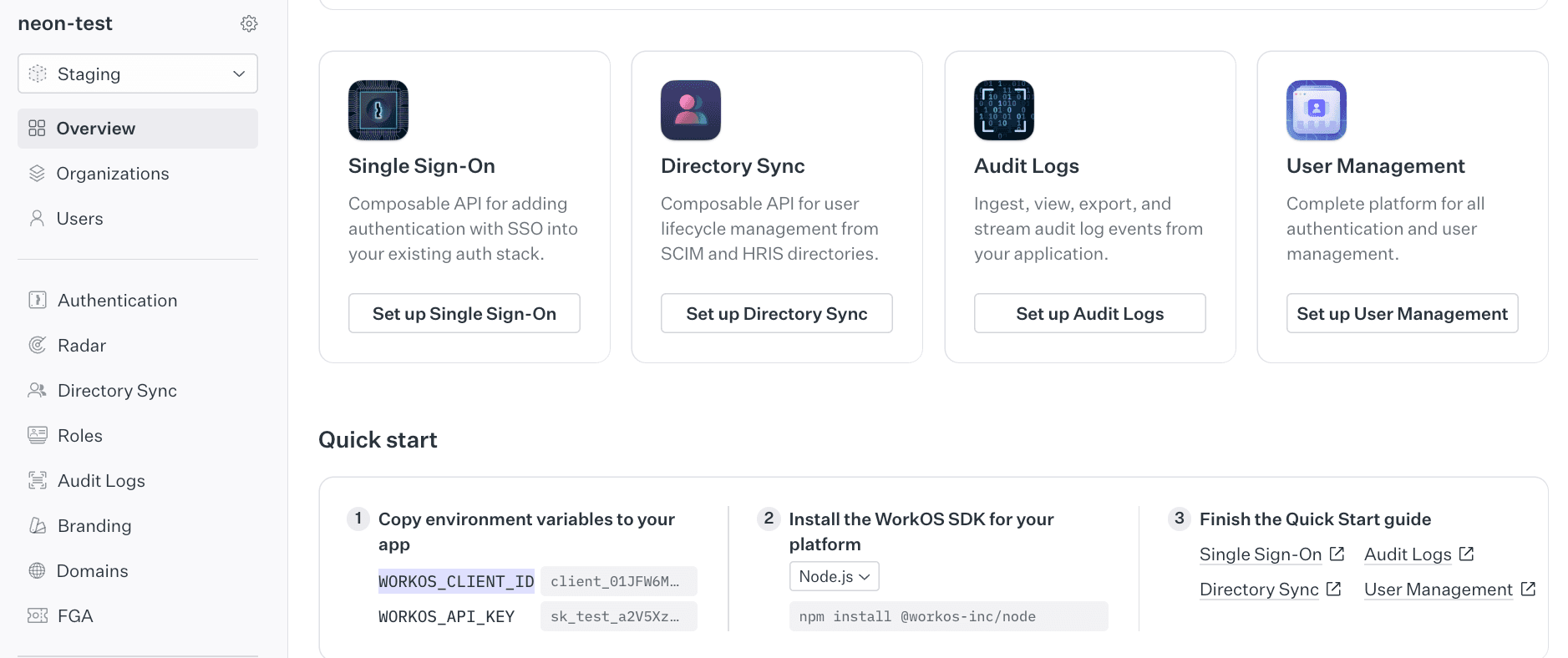 WorkOS Overview Page