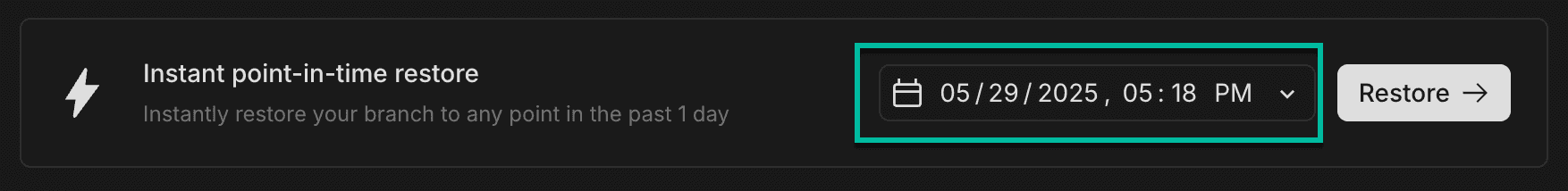 instant restore date picker