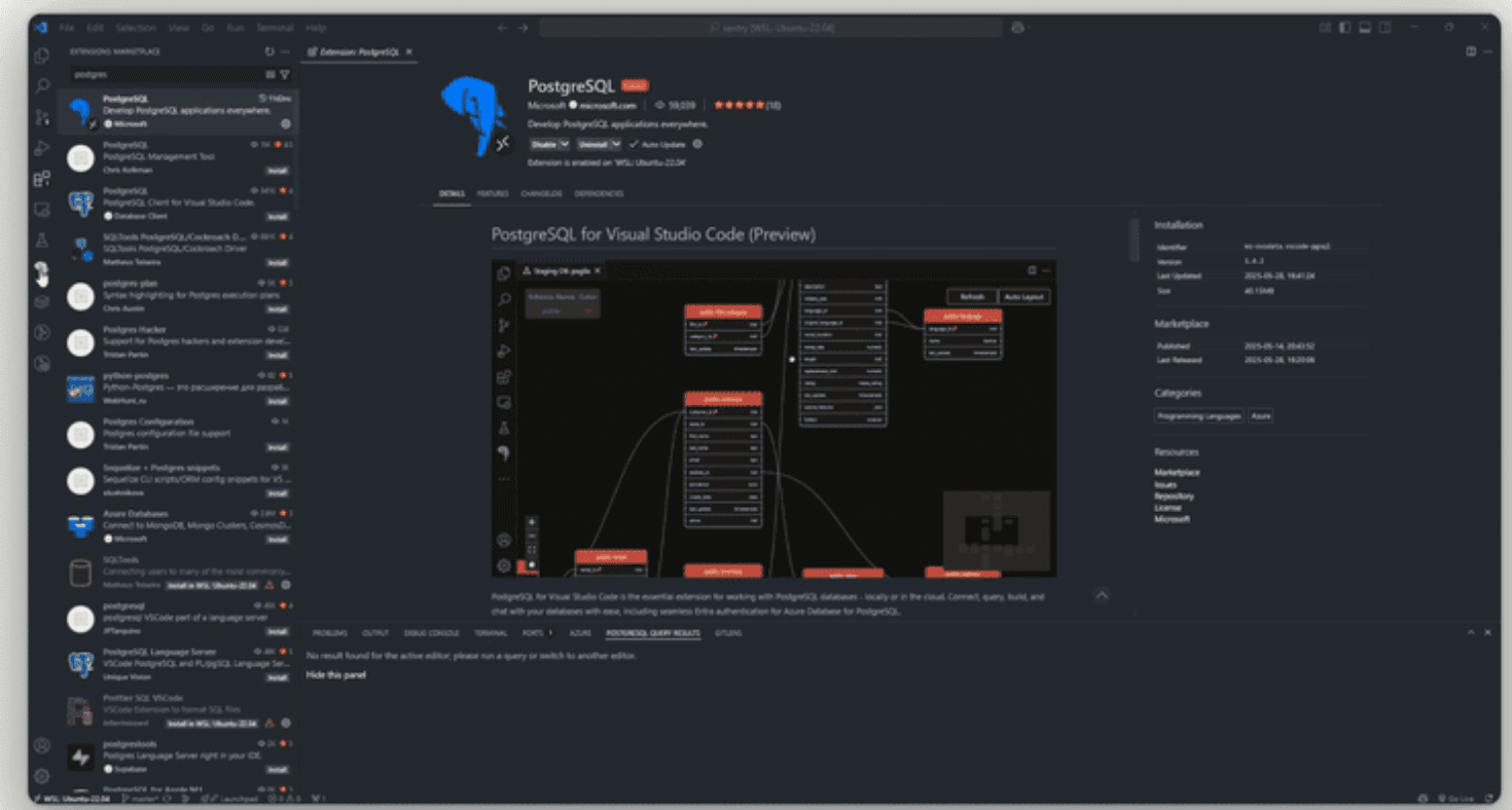 Managing Postgres Directly in VS Code